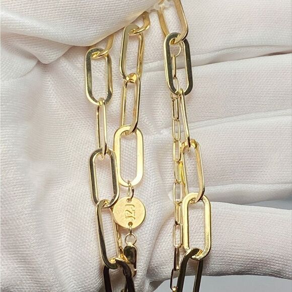 Jennifer Zeuner Jewelry 18K Yellow Gold Sterling Silver Chain-Link Necklace - Picture 3 of 6